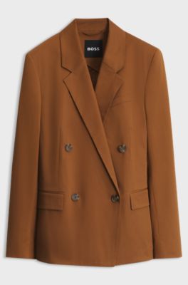 Regular-fit stretch-cotton blazer, Brown