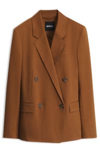 Regular-fit stretch-cotton blazer, Brown