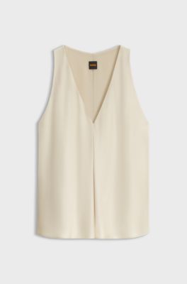 Sleeveless satin top, Light Beige