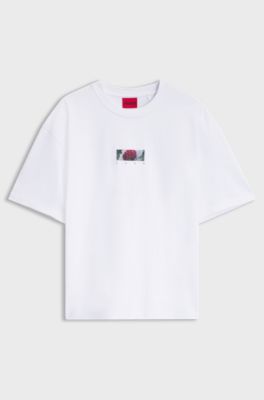 Oversized-fit T-shirt in cotton with rear artwork, White
