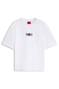 Oversized-fit T-shirt in cotton with rear artwork, White