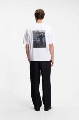 Oversized-fit T-shirt in cotton with rear artwork, White