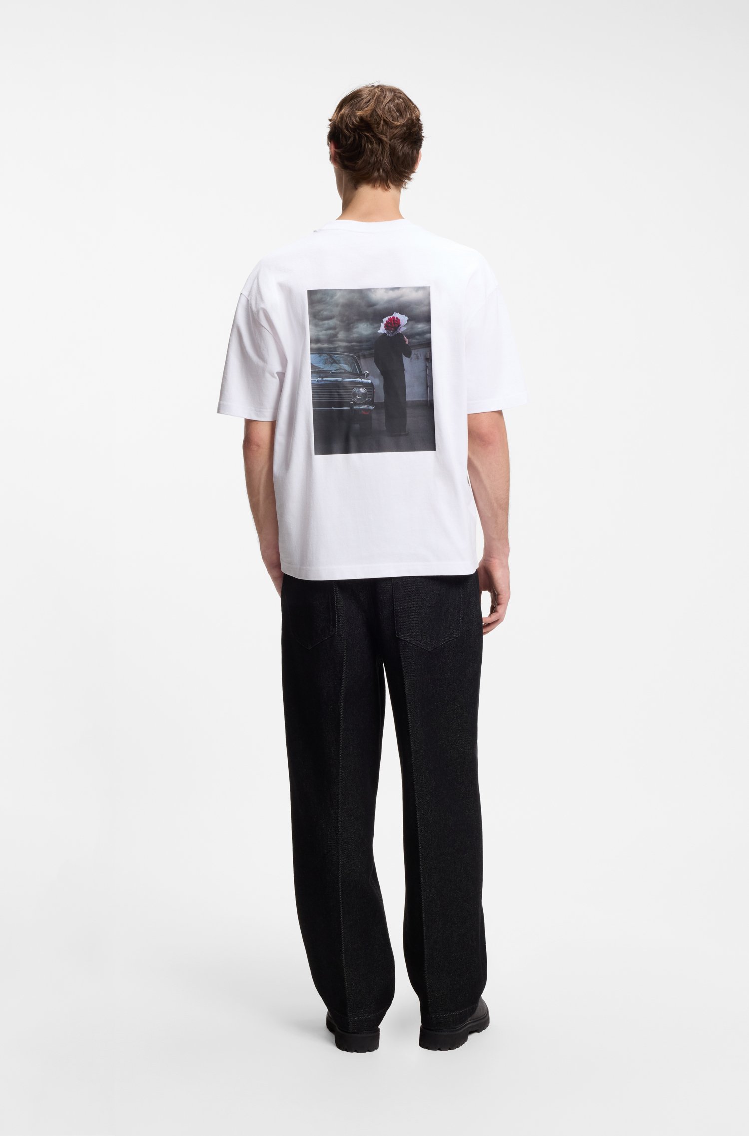 Hugo Oversized-fit T-shirt in cotton with rear artwork herr – bild 3