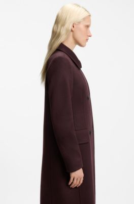 Double-breasted regular-fit coat in a wool blend, Dark Brown