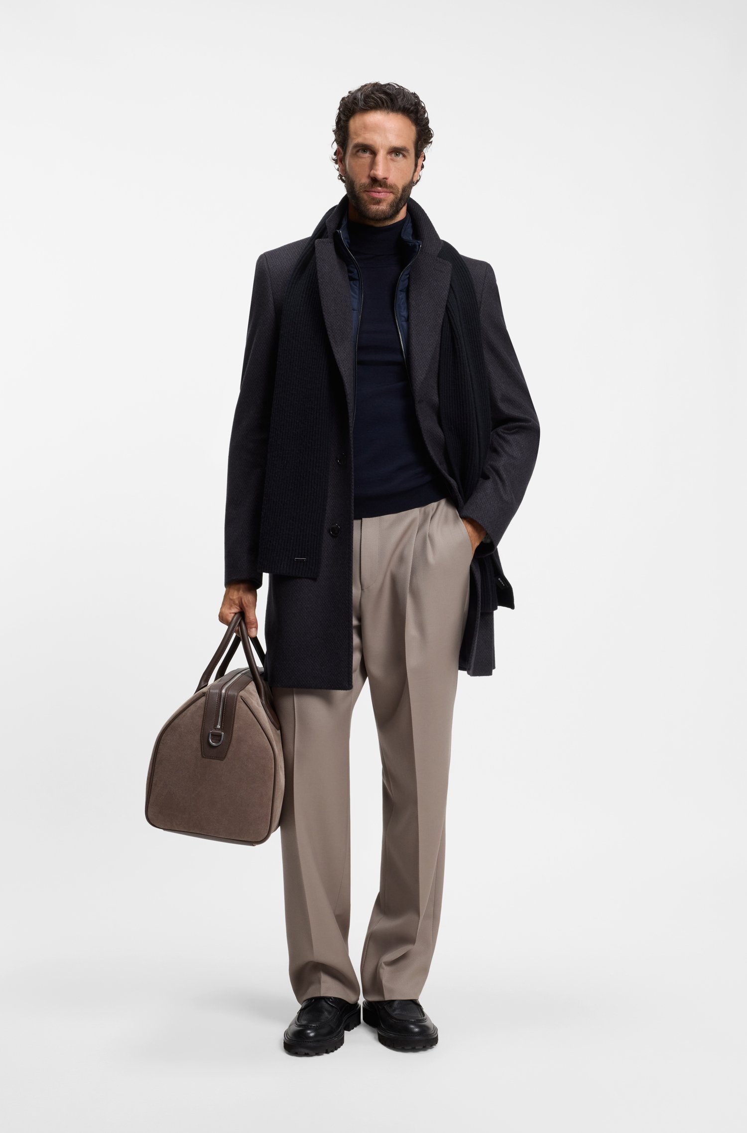 Boss ONE slim-fit coat in wool and cashmere kappor & rockar herr – bild 2