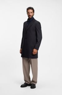 BOSS ONE slim-fit coat in wool and cashmere, Dark Blue