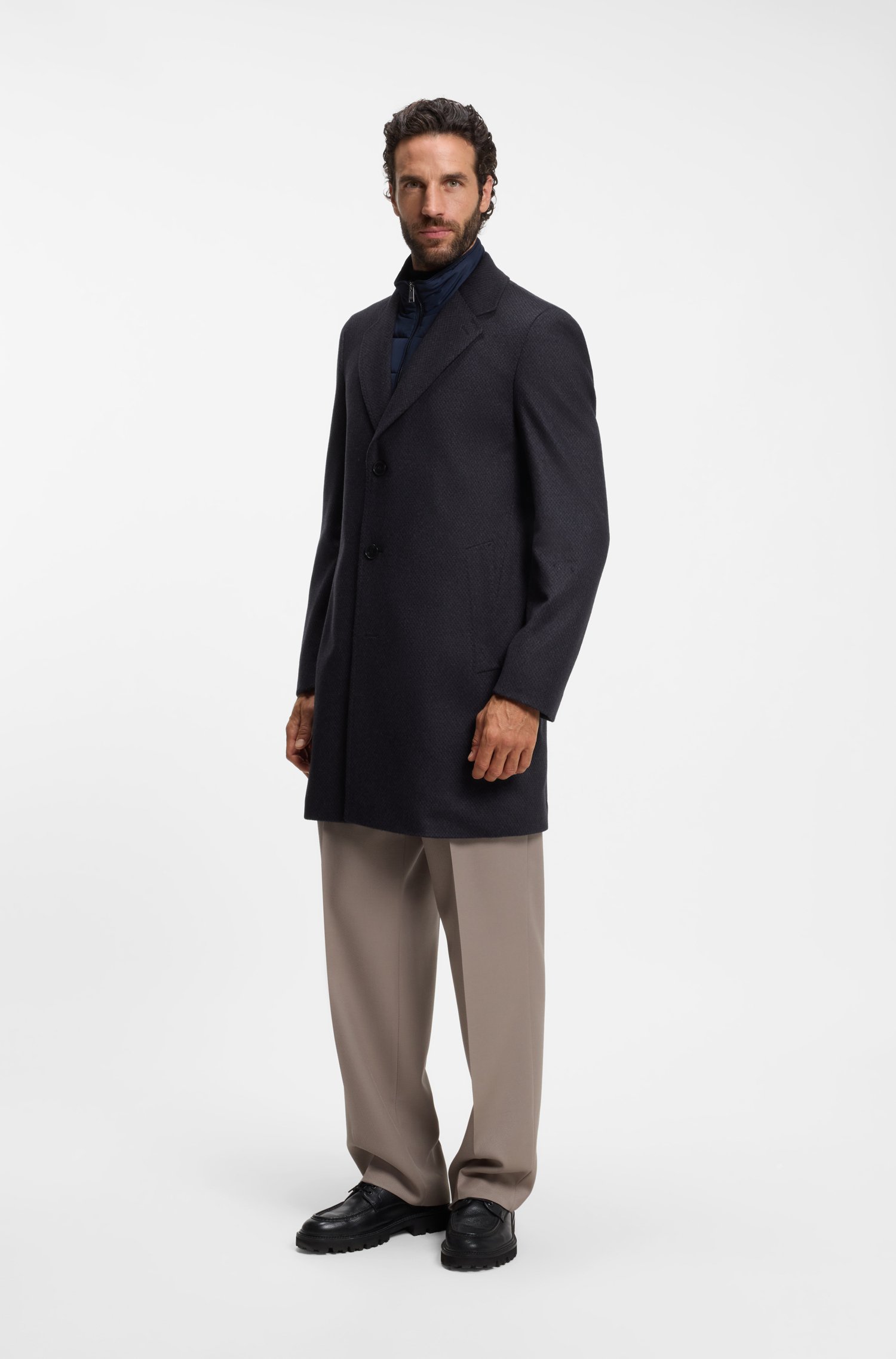 Boss ONE slim-fit coat in wool and cashmere kappor & rockar herr