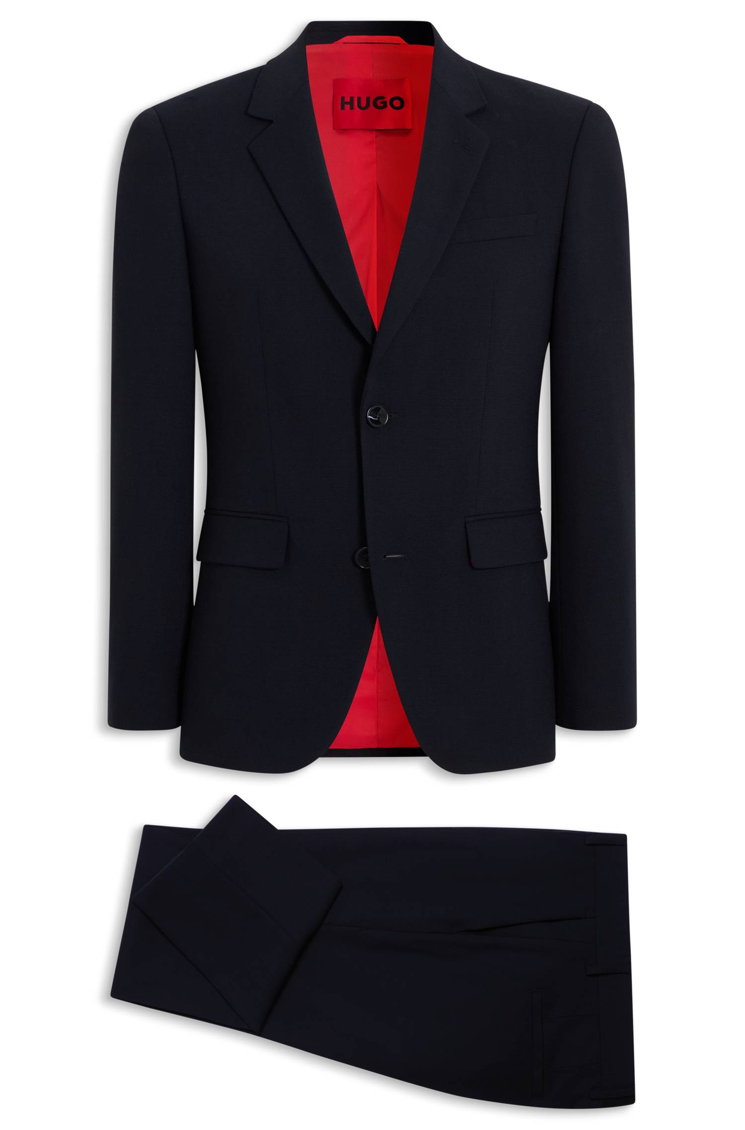 Hugo Two-piece slim-fit suit in micro-patterned wool kostymer herr – bild 4