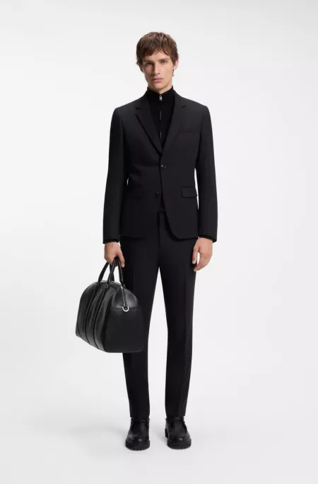 Two-piece slim-fit suit in micro-patterned wool