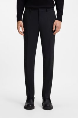 Two-piece slim-fit suit in micro-patterned wool, Dark Blue