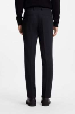 Two-piece slim-fit suit in micro-patterned wool, Dark Blue
