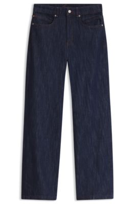 Wide-leg jeans in pure-cotton denim, Dark Blue