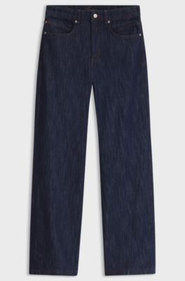 Wide-leg jeans in pure-cotton denim, Dark Blue