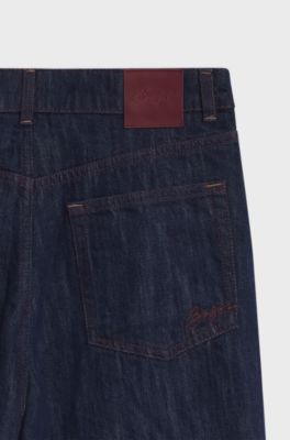 Wide-leg jeans in pure-cotton denim, Dark Blue
