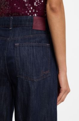 Wide-leg jeans in pure-cotton denim, Dark Blue
