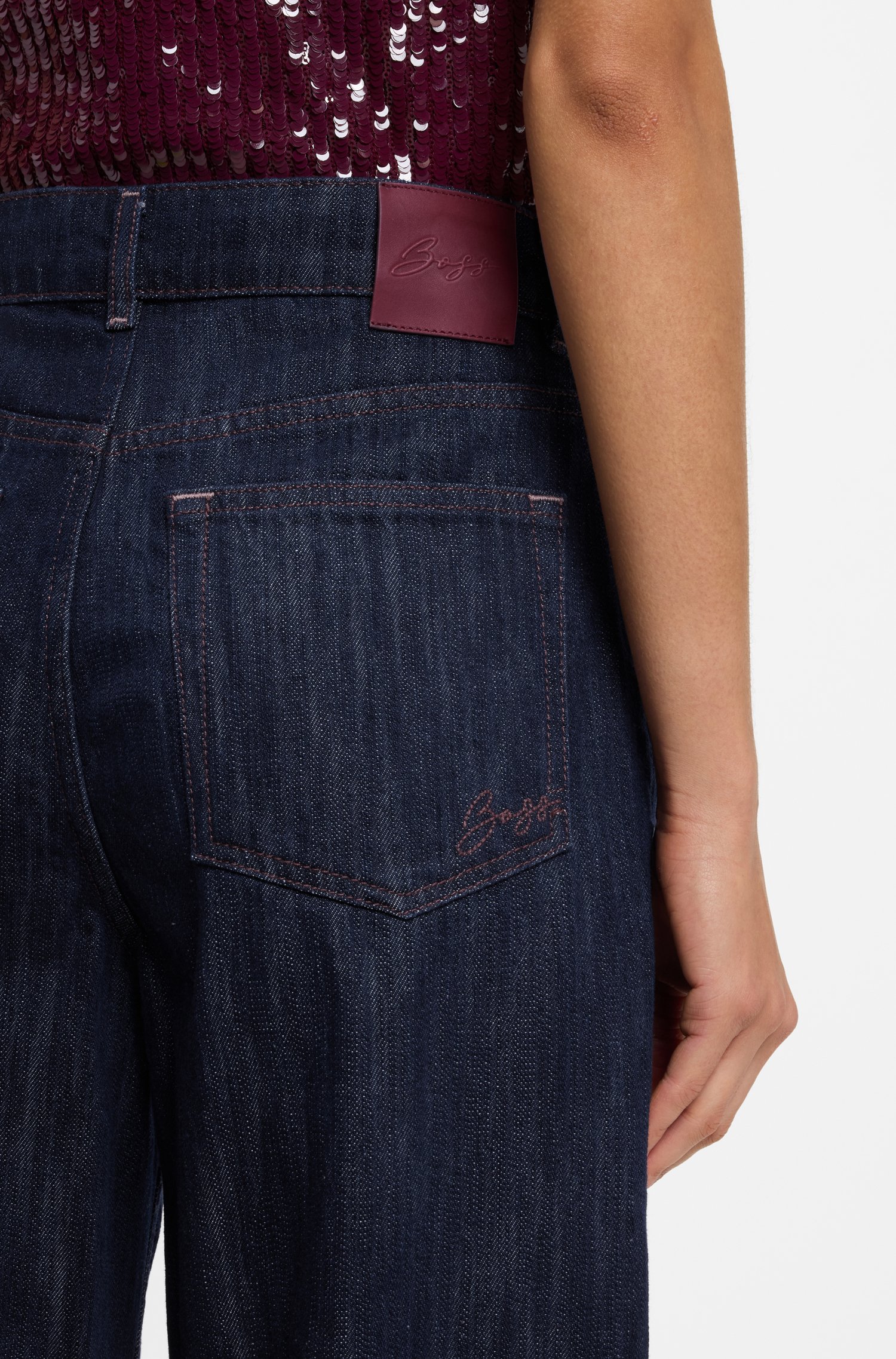 Boss Wide-leg jeans in pure-cotton denim dam – bild 3
