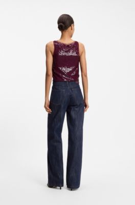 Wide-leg jeans in pure-cotton denim, Dark Blue