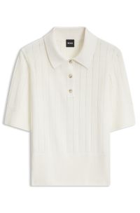 Linen-blend knit polo, Natural