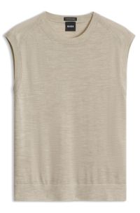 Sleeveless virgin-wool top, Light Beige