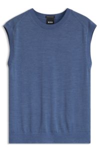 Sleeveless virgin-wool top, Light Blue