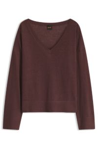 Relaxed-fit V-neck sweater, Brown