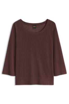Scoop-neck sweater, Dark Brown