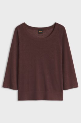 Scoop-neck sweater, Dark Brown