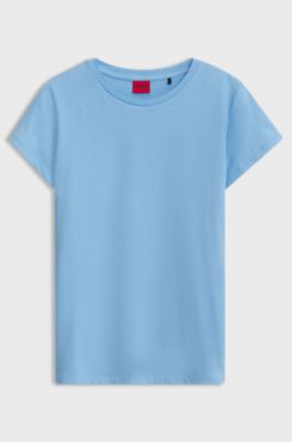 Cotton T-shirt with stacked logo detail, Light Blue