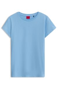 Cotton T-shirt with stacked logo detail, Light Blue