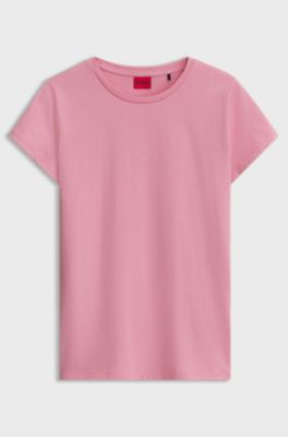 Cotton T-shirt with stacked logo detail, Pink