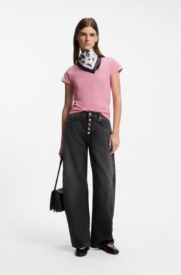 Cotton T-shirt with logo, Pink