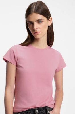 Cotton T-shirt with logo, Pink