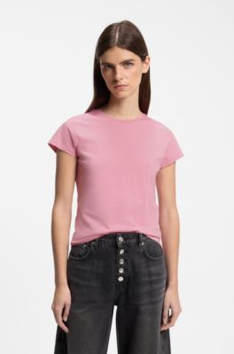 Cotton T-shirt with logo, Pink