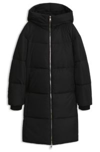 Hooded jacket in water-repellent fabric with padding, Black