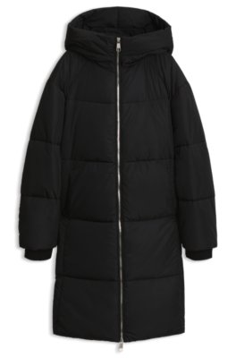 Hooded jacket in water-repellent fabric with padding