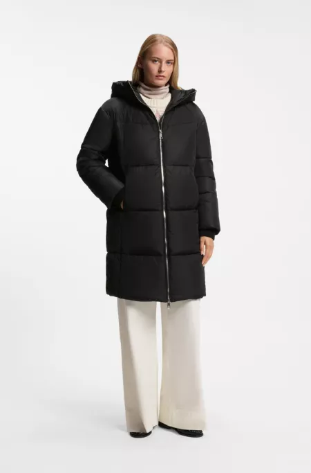 Hooded jacket in water-repellent fabric with padding