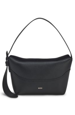 Faux-leather hobo bag, Black