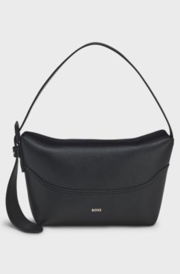 Faux-leather hobo bag, Black