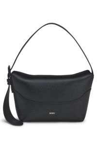 Faux-leather hobo bag, Black