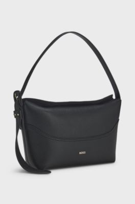 Faux-leather hobo bag, Black