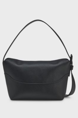 Faux-leather hobo bag, Black