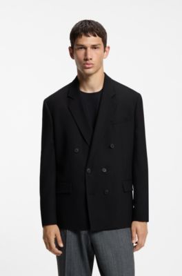Modern-fit blazer in performance-stretch twill, Black