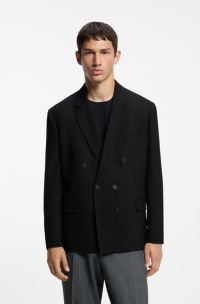 Blazer Modern en twill stretch performant, Noir