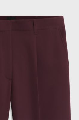 Pantalon Wide en cr&ecirc;pe stretch avec pli sur le devant, Rouge sombre