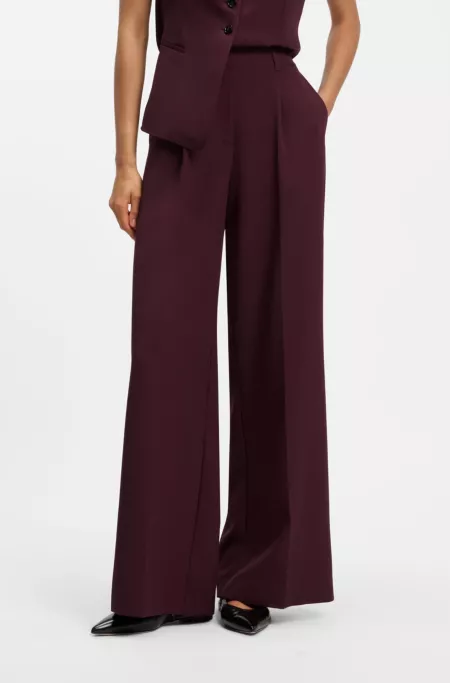 Wide-leg trousers in stretch crepe with front crease