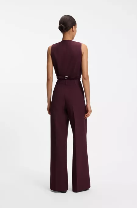 Wide-leg trousers in stretch crepe with front crease