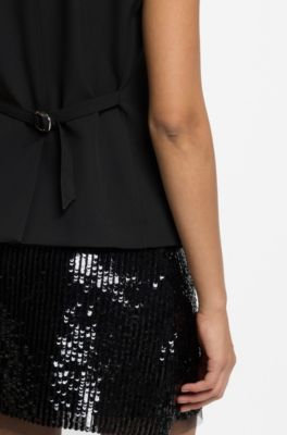 Stretch-crepe waistcoat, Black