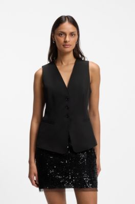 Stretch-crepe waistcoat, Black