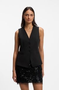Stretch-crepe waistcoat, Black