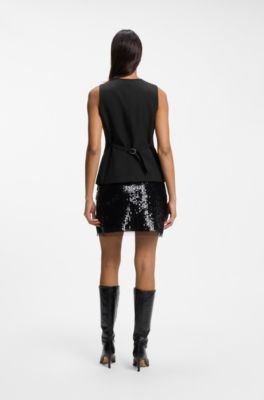 Stretch-crepe waistcoat, Black